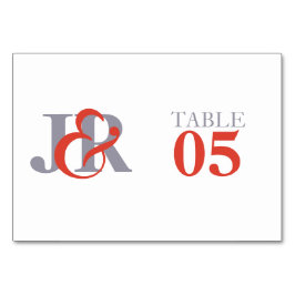 Tarjeta De Mesa Elegante número de tabla de Boda de monograma