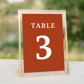 Tarjeta De Mesa Elegante número de tabla de Boda de Terractotta