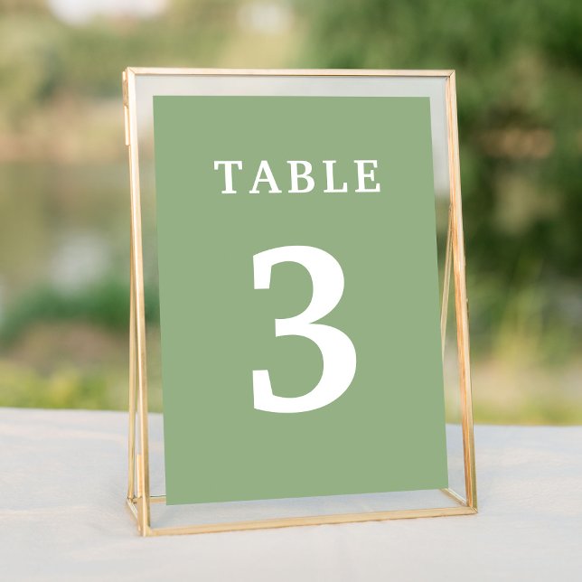 Tarjeta De Mesa Elegante número de tabla de Boda verde sabio (Elegant Sage Green Wedding Table Number
)