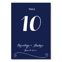 Tarjeta De Mesa Elegante número de tabla de Bodas azules de la Mar