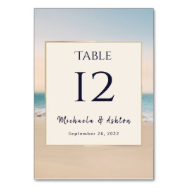Tarjeta De Mesa Elegante número de tabla de bodas de playa