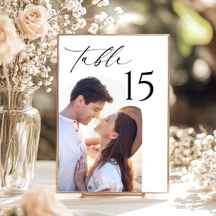 Tarjeta De Mesa Elegante número de tabla de fotos de boda