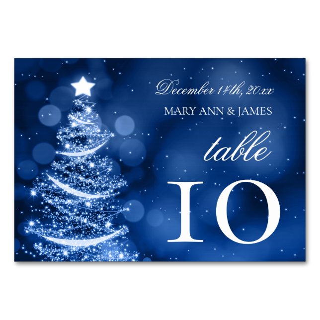 Tarjeta De Mesa Elegante número de tabla de Navidades de invierno  (Anverso)