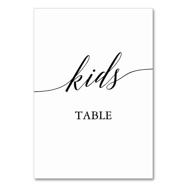 Tarjeta De Mesa Elegante número de tabla de niños de caligrafía ne (Anverso)