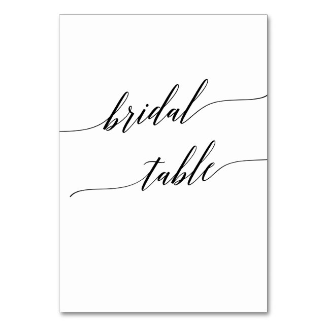Tarjeta De Mesa Elegante número de tabla de novias de caligrafía n (Anverso)