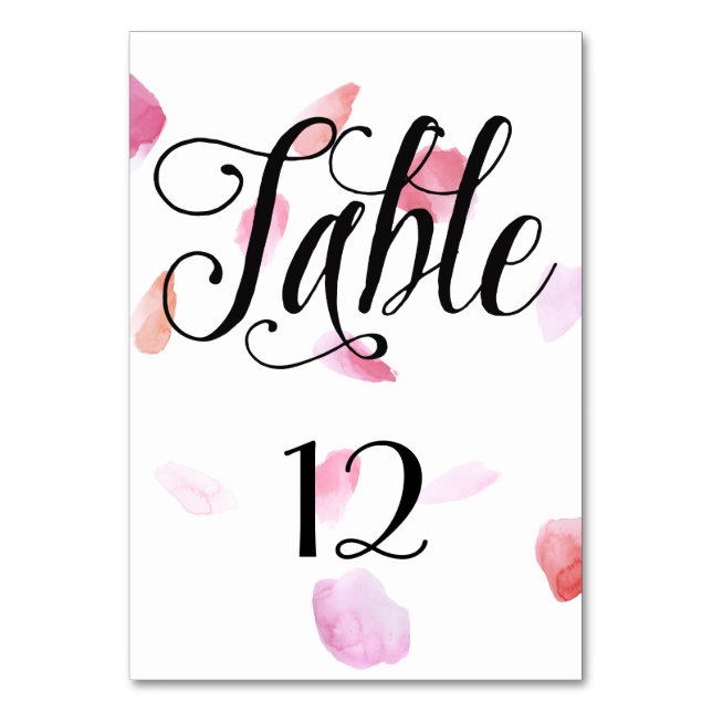 Tarjeta De Mesa Elegante número de tabla de Petales de Rosa negro (Anverso)