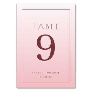 Tarjeta De Mesa Elegante Número Minimalista Rosa
