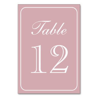 Tarjeta De Mesa Elegante número simple de tabla de Rubor