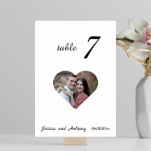 Elegante número único de tabla de Boda fotográfico