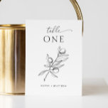 Tarjeta De Mesa Elegante oliva. Delicado boda botánico italiano<br><div class="desc">Boda botánico italiano de color blanco y negro,  número de mesa con una elegante rama de olivo.</div>