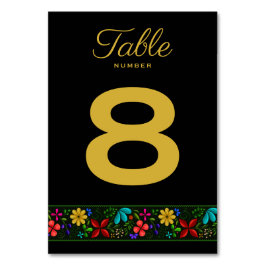 Tarjeta De Mesa Elegante oro negro Floral folclórica latinoamerica