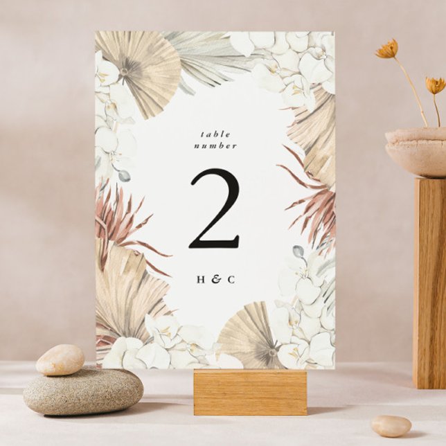 Tarjeta De Mesa Elegante Pampas Blancas Grass Tropical Jungle Flor (Subido por el creador)
