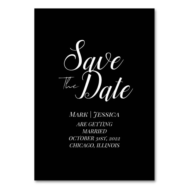 Tarjeta de Mesa Elegante para Anunciar la Fecha de (Anverso)