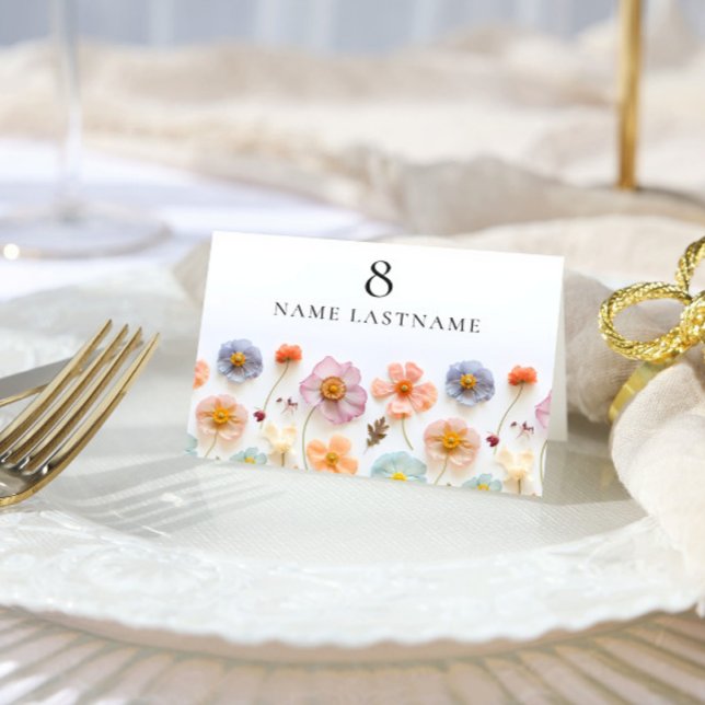 Tarjeta De Mesa Elegante Pastel Boho Boda de Flor Silvestre Tarjet (Subido por el creador)