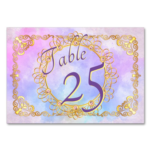 Tarjeta De Mesa Elegante Pastel suave y oro (Anverso)
