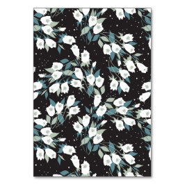 Tarjeta De Mesa Elegante Patrón de flor tulipán Fondo negro