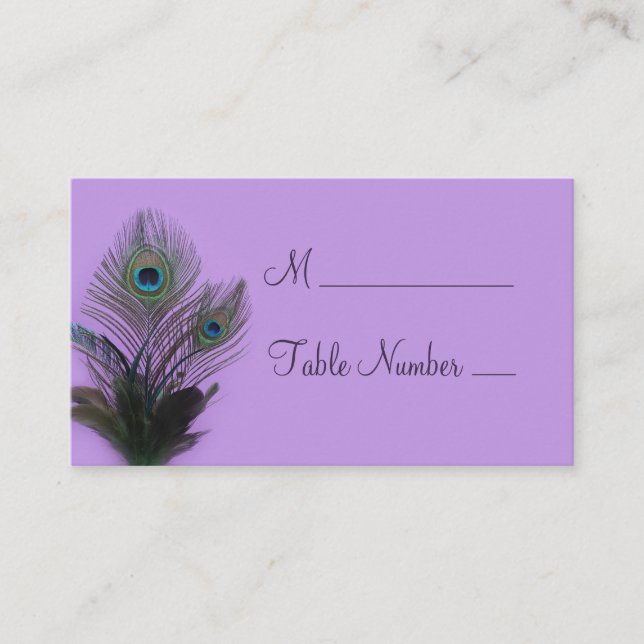 Tarjeta De Mesa Elegante Peacock Place Card (púrpura) (Anverso)