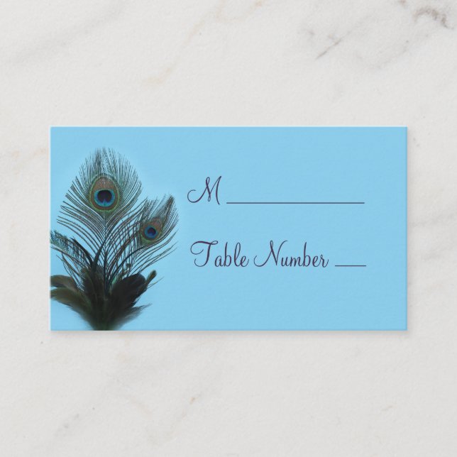 Tarjeta De Mesa Elegante Peacock Place Card (turquesa) (Anverso)