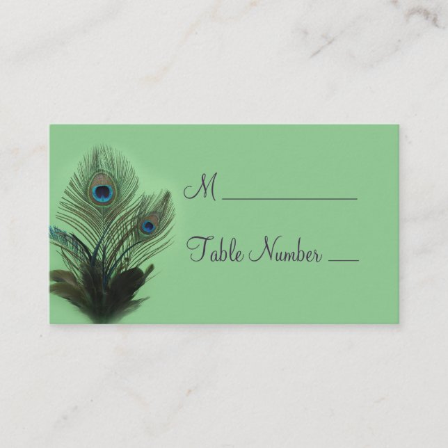 Tarjeta De Mesa Elegante Peacock Place Card (verde) (Anverso)