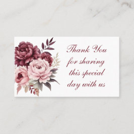 Tarjeta De Mesa Elegante Peony Watercolor Burgundy Floral Boda
