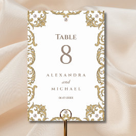 Tarjeta De Mesa Elegante Perla Ornamentada Casamiento Victoriano A