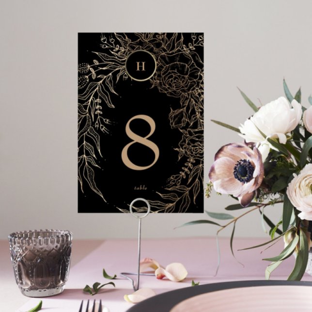 Tarjeta De Mesa Elegante Personalizado de oro negro editable Boda  (Subido por el creador)