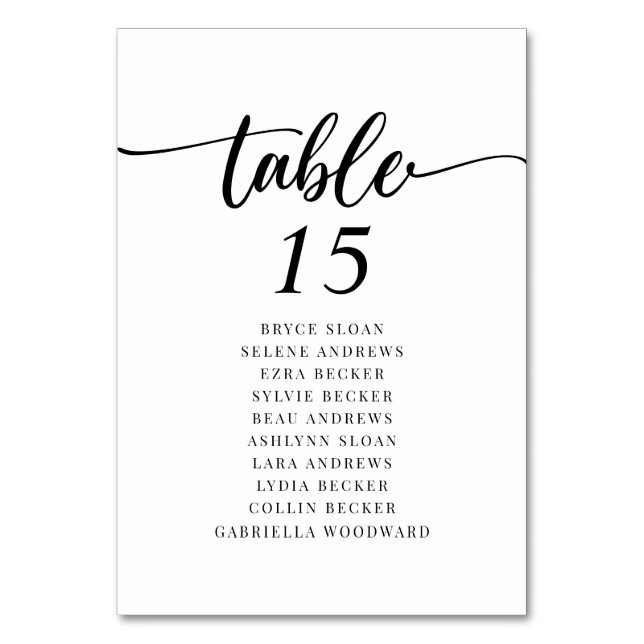 Tarjeta De Mesa Elegante Plan de asientos de guiones (Anverso)