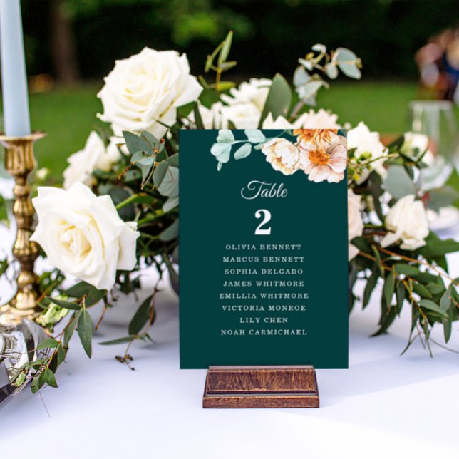 Tarjeta De Mesa Elegante plan de mesa de Naranja quemado Verde azu (Subido por el creador)