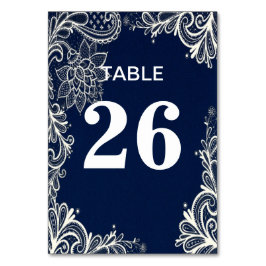 Tarjeta De Mesa elegante playa náutica encaje blanco azul marino