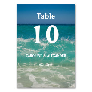 Tarjeta De Mesa Elegante Playa Tropical de Agua del Océano Verano