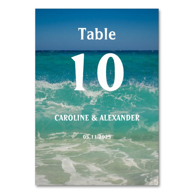 Tarjeta De Mesa Elegante Playa Tropical de Agua del Océano Verano  (Anverso)