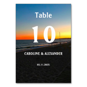 Tarjeta De Mesa Elegante Playa Tropical Océana de Verano Sunset Ha