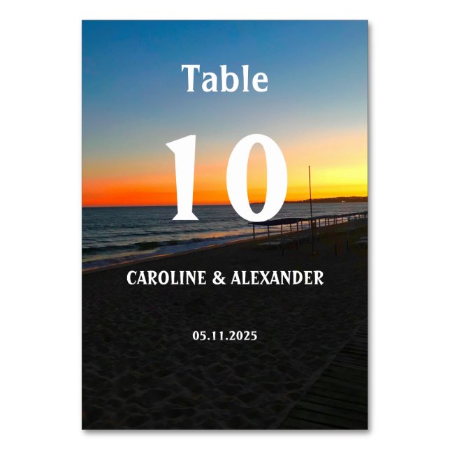Tarjeta De Mesa Elegante Playa Tropical Océana de Verano Sunset Ha (Anverso)