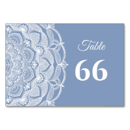 Tarjeta De Mesa Elegante polvoriento azul encaje mandala clásico