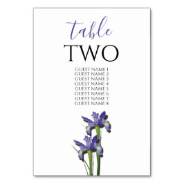 Tarjeta De Mesa Elegante Purple Iris Boda Nombres de invitados