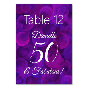 Tarjeta De Mesa Elegante púrpura 50 y fabuloso nombre de fiesta de