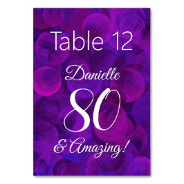 Tarjeta De Mesa Elegante púrpura 80 y asombrosa fiesta de cumpleañ