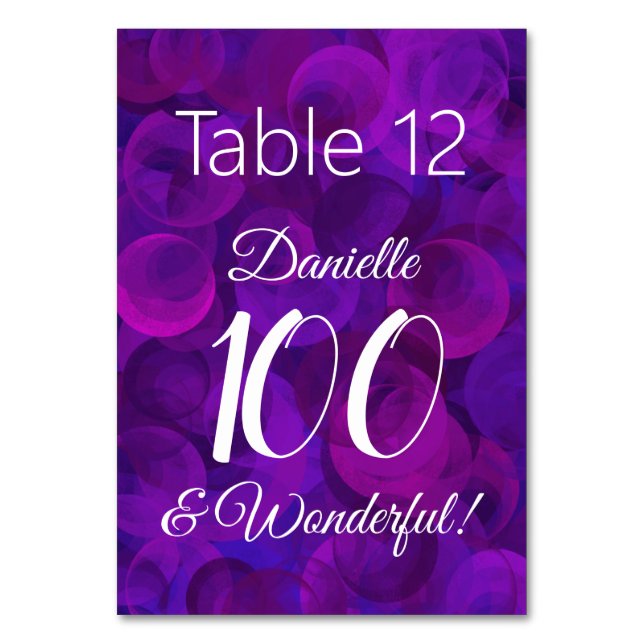 Tarjeta De Mesa Elegante púrpura 90 y fiesta ininterrumpida de cum (Anverso)