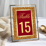 Tarjeta De Mesa Elegante Purpurina Relieve metalizado dorado Faux<br><div class="desc">Elegante tarjeta de números de la Mesa con un falso borde de Relieve metalizado de oro y un hermoso fondo purpurina de oro falso.</div>