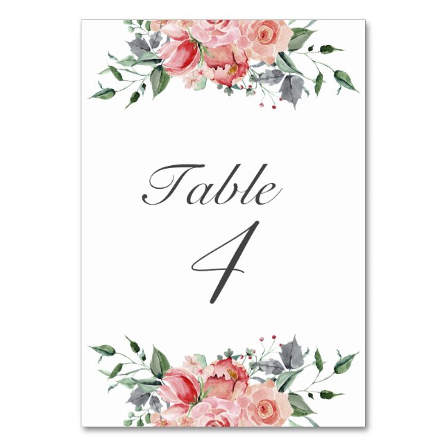 Tarjeta De Mesa Elegante Quinceañera floral rosa (Anverso)