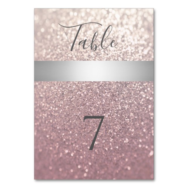 Tarjeta De Mesa Elegante raya purpurinoso de plata (Anverso)