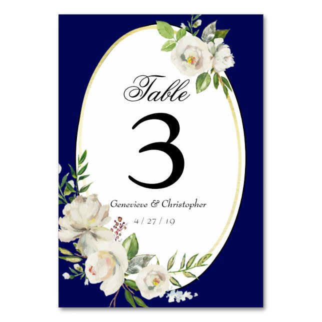 Tarjeta De Mesa Elegante recepción Boho Blue Floral Wedding (Anverso)
