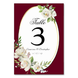Tarjeta De Mesa Elegante recepción Boho Burgundy de boda floral