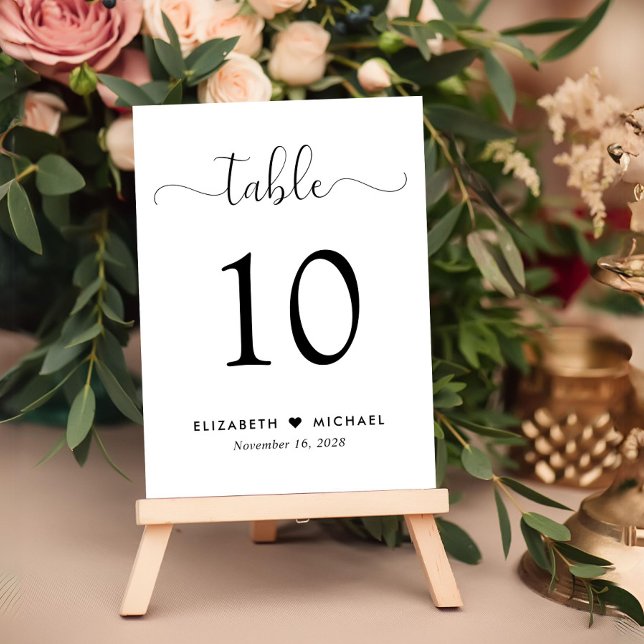 Tarjeta De Mesa Elegante recepción de boda con escritura (Subido por el creador)