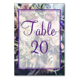 Tarjeta De Mesa Elegante recepción de Boda Floral Púrpura