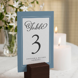 Tarjeta De Mesa Elegante Recepción de Boda Polvoriento Azul