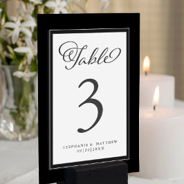 Tarjeta De Mesa Elegante recepción de bodas blancas y negras