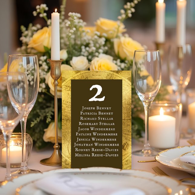 Tarjeta De Mesa Elegante recepción de Bodas Doradas (Elegant Golden Wedding Reception Table Number)