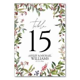 Tarjeta De Mesa Elegante recepción de invierno con flores silvestr