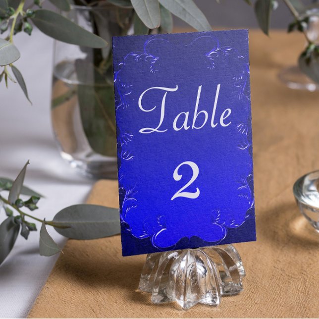 Tarjeta De Mesa Elegante recepción de la Boda Azul Real (Subido por el creador)